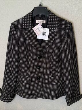 Kasper Black and White Polka Dot Tailored Blazer NWT